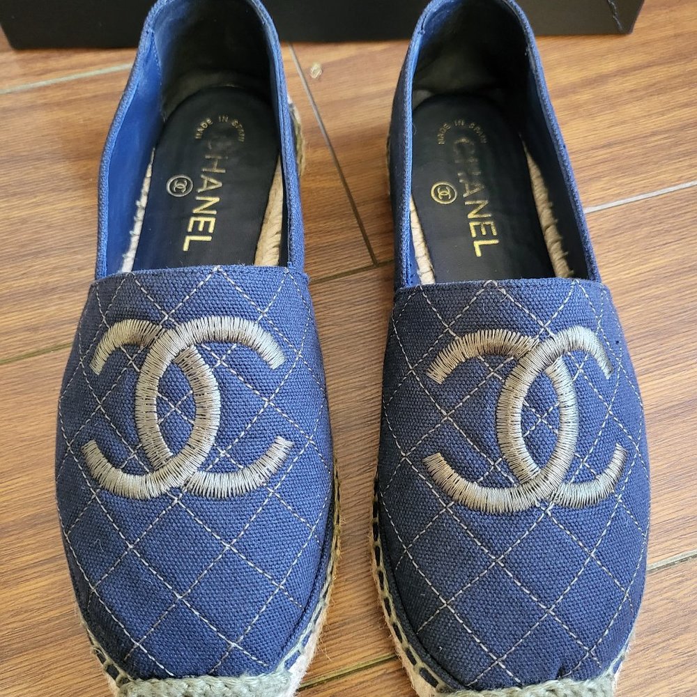 Chanel espadrilles fabric blue/green CC - Picture 11 of 12